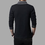 2023 Fashion Brand Trend Slim Fit Long Sleeve T Shirt Men Patchwork Collar Tee V-Neck Men T-Shirt Cotton T Shirts Plus Size 5XL