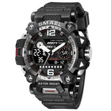 SMAEL Men Watches  50m Waterproof Sports Watch Military Man Sports Watch Digital 8072 Dual Display Watch  Quartz  Led Digital