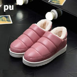 New arrival waterproof women PU leather snow boots warm short plush ankle boot female winter shoes woman large big size 41 45