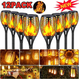 1/2/4/6/8/10/12Pcs Solar Flame Torch Light Flickering Light Waterproof Garden Decoration Outdoor Lawn Path Yard Patio Floor Lamp