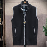 Men&#39;s Sweaters Vest Autumn Winter New Solid Warm Zipper Sweatercoat Sweaters Vest Men Casual Knitwear Sleeveless Male Clothing