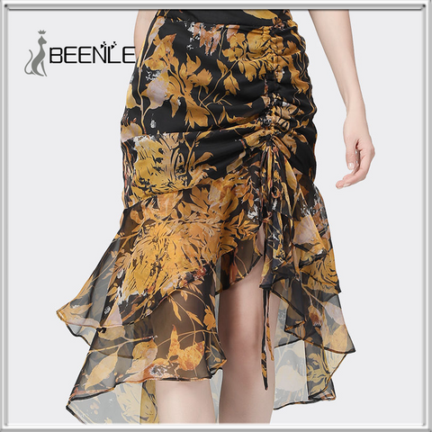 BEENLE Skirt 2023 Autumn Floral Dress High Waist Slimming Floral Fashion Fishtail Long Skirts Mid-length Even Parti Women Dress