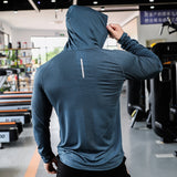 Mens Fitness Tracksuit Running Sport Hoodie Gym Joggers Hooded Outdoor Workout Shirts Tops Clothing Muscle Training Sweatshirt