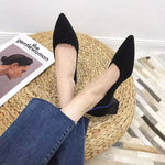 Large women&#39;s high-heeled shoes Fashion pointy beautiful pattern square toe shoes Heel rubber anti-skid shoes New 2023