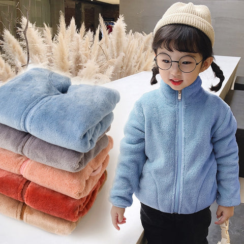 New 2022 Autumn Winter Girls Plush Coats Kids Soft Turtleneck Outwear Keep Warm Children&#39;s Coral Fleece Zipper Jackets for Girls