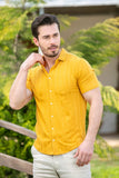 Men&#39;s Short Sleeve Shirt 2022 Summer Season Casual Stylish Fashion Self Pattern Claret Red Blue Navy Black White Beige Yellow