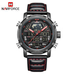 NAVIFORCE Mens Watches To Luxury Brand Men Leather Sports Watches Men&#39;s Quartz LED Digital Clock Waterproof Military Wrist Watch