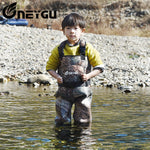 NEYGU 5MM neoprene waterproof insulated thermal kid  wader ，children  chest wader with rubber boots for fishing
