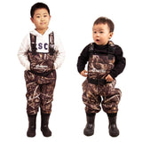 NEYGU 5MM neoprene waterproof insulated thermal kid  wader ，children  chest wader with rubber boots for fishing