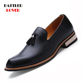 Men Leather Loafers High Quality Genuine Leather Shoes Classic Tassel Brogue Mens Formal Shoe Casual Bullock Dress Wedding Shoes
