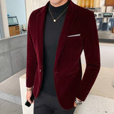 Autum Velvet Wedding Dress Coat Mens Blazer Jacket Fashion Casual Suit JacketStage DJ Men&#39;s Business Blazers Veste Costume Homme