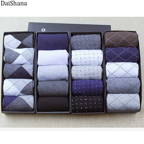 5 Pairs High Quality Casual Business Cotton Socks Solid Color Elastic Socks For Spring Autumn Male Breathable Socks For Man Gift