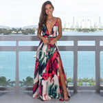 Women&#39;s Sling Floral Long Dresses arrival Summer Boho V-Neck Sleeveless  Party Beach Floarl Print  Maxi Dress Casual Sundress