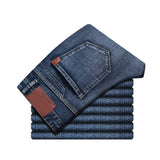 Spring Autumn 2020 Men&#39;s Smart Jeans Business Fashion Straight Regular Blue Stretch Denim Trousers Classic Men Plus Size 28-40