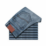 Spring Autumn 2020 Men&#39;s Smart Jeans Business Fashion Straight Regular Blue Stretch Denim Trousers Classic Men Plus Size 28-40