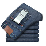 Spring Autumn 2020 Men&#39;s Smart Jeans Business Fashion Straight Regular Blue Stretch Denim Trousers Classic Men Plus Size 28-40