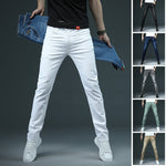 2020 New Men&#39;s Skinny White Jeans Fashion Casual Elastic Cotton Slim Denim Pants Male Brand Clothing Black Gray Khaki