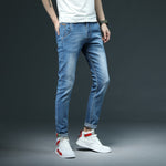 2020 New Men&#39;s Skinny White Jeans Fashion Casual Elastic Cotton Slim Denim Pants Male Brand Clothing Black Gray Khaki