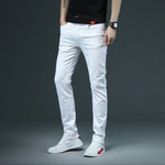 2020 New Men&#39;s Skinny White Jeans Fashion Casual Elastic Cotton Slim Denim Pants Male Brand Clothing Black Gray Khaki