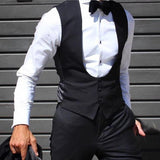 Black Men Vest for Wedding Groom Tuxedo One Piece Slim Fit Waistcoat Solid Color Male Fashoin Coat Clothes