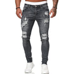 Mens Ripped Skinny Jeans Blue Slim Fit Hole Pencil Pants Biker Casual Trousers Streetwear 2020 High Quality Denim Man Clothing