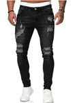 Mens Ripped Skinny Jeans Blue Slim Fit Hole Pencil Pants Biker Casual Trousers Streetwear 2020 High Quality Denim Man Clothing