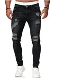 Mens Ripped Skinny Jeans Blue Slim Fit Hole Pencil Pants Biker Casual Trousers Streetwear 2020 High Quality Denim Man Clothing