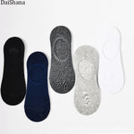 5 Pairs Summer Thin Invisible Cotton Men&#39;s Socks Silicone Non-Slip Sock For Men Breathable Pure Color Socks Fashion Boat Socks