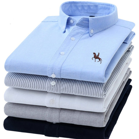S-8XL Plus Size New Men&#39;s 100% Cotton Oxford Shirts Men Long Sleeve Casual Slim Fit  Dress Shirts For Male  Business Shirt Tops