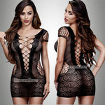 Sexi Women Fishnet Night Dress Hot Bodycon Clubwear Vestido Sexy Catsuit Erotic Transparent Midi Dresses mujer porno