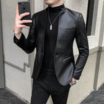 2021 Brand clothing Fashion Men&#39;s High quality Casual leather jacket Male slim fit business leather Suit coats/Man Blazers