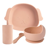 Bpa Free Children&#39;s Tableware Fashionable Soft Silicone Food Plates Easy To Clean Washing Up Straw Cup Spoons Cute Gadget