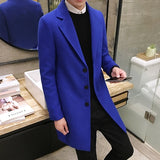 2021 Autumn Winter New Men&#39;s Woolen Coats Male Slim Long Jacket Fashion Boutique Solid Slim Men&#39;s Trench Coat Jacket Plus Size