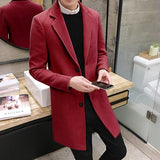 2021 Autumn Winter New Men&#39;s Woolen Coats Male Slim Long Jacket Fashion Boutique Solid Slim Men&#39;s Trench Coat Jacket Plus Size