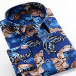 6XL 7XL 8XL 9XL 10XL Large Size Flower Print Men&#39;s Fashion Casual Long Sleeve Shirt 2021 Spring New Youth Brand Shirt 24 colors