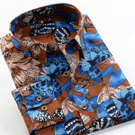 6XL 7XL 8XL 9XL 10XL Large Size Flower Print Men&#39;s Fashion Casual Long Sleeve Shirt 2021 Spring New Youth Brand Shirt 24 colors