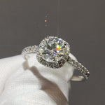 Luxurious 18K White Gold Ring round cut Moissanite Ring Studded with small diamonds Anniversary Ring proposal ring