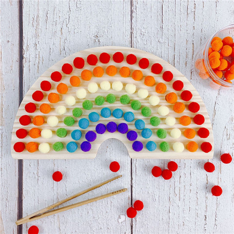 Rainbow Board Baby Montessori Educational Wooden Toys Color Sorting Sensory Toys Kids Fine Motor Skills Activities for Children