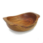 Kitchenwear Shaped Solid Wood Fruit Salad Bowl Japanese Handmade Catering Wooden Dish Two Ear Bowls Kitchen Cooking Utensil Tool