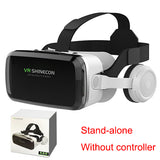 New VR SHINECON 2021 Wireless Bluetooth Stereo Headset Version Virtual Reality Glasses 3D Goggle Cardboard Helmet for Smartphone