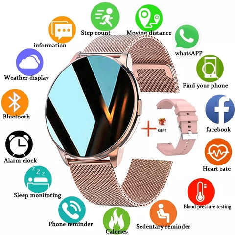 LIGE 2021 New Fashion Ladies Smart Watch Full Screen Touch IP68 Waterproof Heart Rate Monitoring Women&#39;s Watches For Android IOS