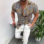 Hot Sale 2021 Summer New European American Men&#39;s Clothing Casual Fashion Printed Shirt Cardigan Short Sleeve Shirt Men