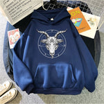 Pentagram Gothic Occult Satan Print Sweatshirts Men Casual Hoody Hip Hop Winter Streetwear Loose Warm Clothing Fashion Hoodies