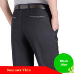 New Arrival Mens Casual Business Pants Men Mid Full Length Soft Trim Brand Trousers Regular Straight Black Grey Large Size 30-40