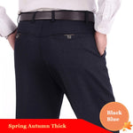New Arrival Mens Casual Business Pants Men Mid Full Length Soft Trim Brand Trousers Regular Straight Black Grey Large Size 30-40