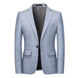 2021 New Fashion Spring and Autumn Casual Men plaid Blazer Cotton Slim England Suit Blaser Masculino Male Jacket Blazer S-6XL