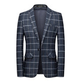 2021 New Fashion Spring and Autumn Casual Men plaid Blazer Cotton Slim England Suit Blaser Masculino Male Jacket Blazer S-6XL