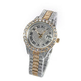 Uwin Small Dial Women&#39;s Watch Baby Pink Iced Out Quartz Clock Luxury Rhinestone Waterproof Wrist Watch Small Size For Women