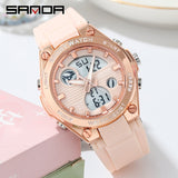 Luxury Women&#39;s wristwatch Quartz Waterproof Auto Date Watches Ladies Pink LED Digital Chronograph Sports Watch 2021 For Female