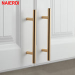 NAIERDI Black Golden Cupboard Handle Brushed Stainless Steel Kitchen Cabinet Door Knob Furniture Handle Drawer Pull Hardware